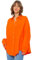 SASSYCLASSY Oversize Musselin Bluse Damen Langarm - Oversized Freizeit Look - Hemdbluse lang aus Baumwolle mit V Ausschnitt - Long-Bluse One Size (Gr. 36-48) Orange
