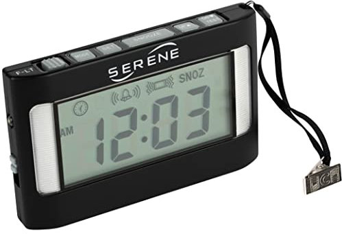 SERENE INNOVATIONS Loud Alarm Clock for Heavy Sleepers Adults & Deaf: Vibrating Alarm Clock with Bed Shaker & Shock, Portable Flash & Multi-Mode Travel Companion - Portable Small Clock