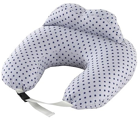 SHANNA Nursing Pillow Bottle Feeding Breastfeeding Pillow, Multifunctional Nursing Pillow with 100% Cotton Romvable Washable Cover Adjustable Waist Strap Support, Gifts for Pregnancy(Grey-White Stars)