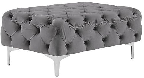 Vente-unique-Chesterfield-Hocker - Samt - Anthrazit - Edwina