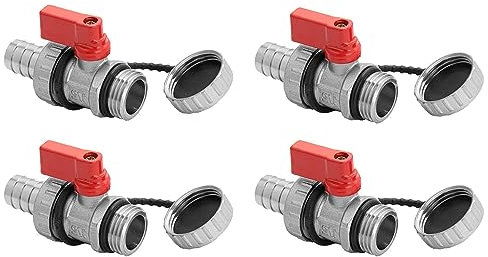 4 Stück DN15 Ablasskugelhahn aus Messing, Messing-Kugelhahn, 1/2 Zoll BSP-Außengewinde zum Gartenschlauch