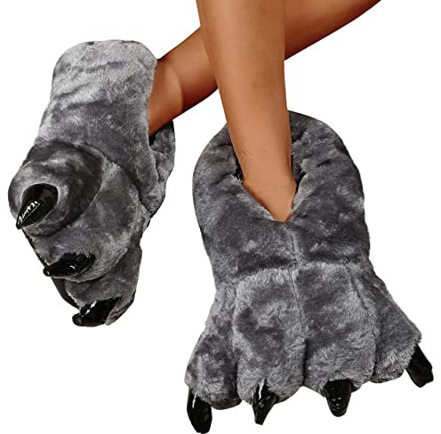 Unisex Soft Plüsch Haus Hausschuhe Tier Kostüm Pfote Claw Schuhe Lammfell Hausschuhe