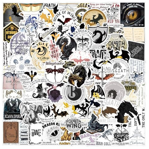 Bric Dodo 100 Stück Fourth Wing Aufkleber Auto Laptop Telefon Gitarre Skateboard Motorrad Fahrrad Fourth Wing Stickers Set Vinyl Wasserdicht Aesthetic Aufkleber für Jugendliche Kinder Erwachsene