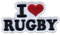 Aufnäher mit Aufschrift I Love Rugby, zum Aufbügeln auf der Rückseite, bestickt