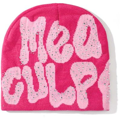 MEA Culpa Beanie für Damen Herren Beanies Mütze Y2k Beanies Graphic Beanies Weiche Strickmütze Häkelmütze Wintermütze für Damen Herren, rosa (1), Medium