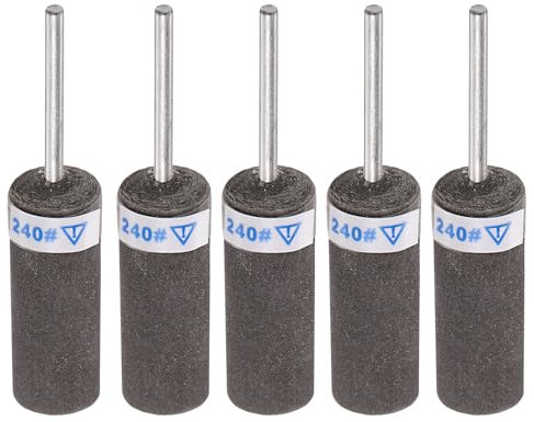 QUARKZMAN 5Uds Rollos de Papel de Lija Abrasivo de Grano 240 con Vástago de 2.35mm para Cilindros de Lijado Y Cabezales de Rectificado para Carpintería, Vidrio Y Metal