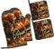 Oven Mitts and Pot Holders Set of 4 Pumpkins Trolley Kitchen Oven Glove Fashion Heat Resistant Oven Gloves set for BBQ Grill Baking Cooking Oven Microwave
