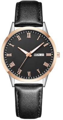 CIVO Damenuhr Lederarmband-Schwarz Analog-Datum Armbanduhr-Damen - Klassische Wasserdicht Leuchtend Uhr Damen Elegant Lässig Quarzuhr, Mode Geschenke für Frauen