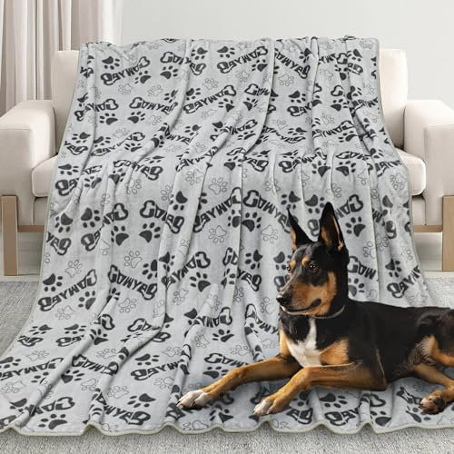Gowyeg Große Hundedecke, superweiche, kuscheldecke flauschig-Fleece-waschbar haustierdecke, Flanell-Überwurf für Hunde, Welpen, Katzenpfoten, Graue Decke (200x150cm)