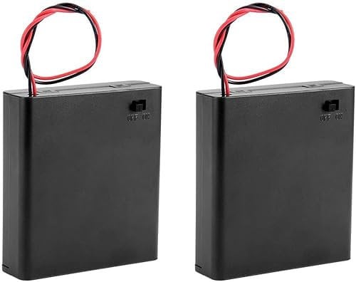 ANMOO AA 6V Battery Holder Case Wired ON/OFF Switch Cover Pack of 2