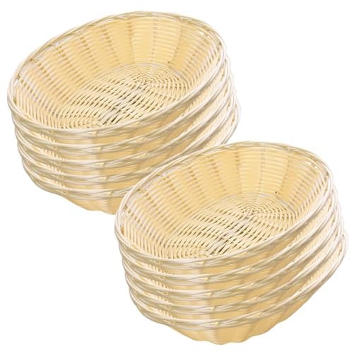 10pc Oval Bread Baskets by Gift Basket: Plastic Food Baskets, 7.9x2.4 for Kitchen, Restaurant, Gifts or Centerpiece