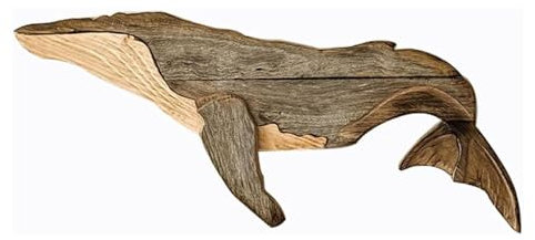 CHANDDE Wal Wanddeko Holz Wall Art Wal Walfisch Fisch Dekofigur Statue Skulptur Holz Modern - Maritime Deko in Holz-Optik Für Zuhause Oder Hochzeit,Braun