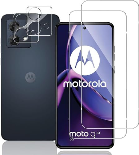 PIXFAB Screen Protector for Motorola G84 Tempered Glass + Camera Lens Protector, [4 in 1], 9H Anti Scratch and Anti Shatter Film, [Case Friendly] HD Clear Premium, [2 Pack each]