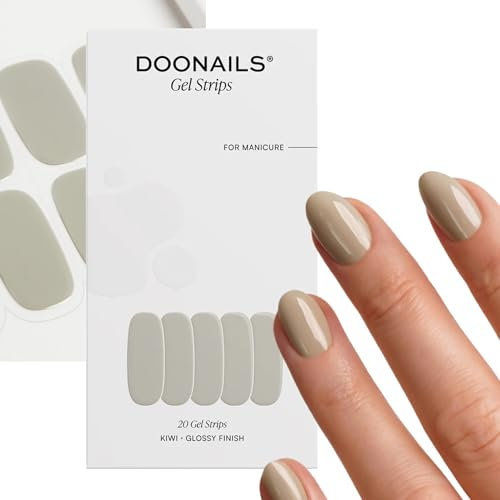 Doonails – Gel Folien Kiwi – 20 UV Gel Strips in 9 Größen mit Extra-Länge – Nagelfolien selbstklebend & UV härtend – Nagelaufkleber mit bis zu 14 Tagen Halt