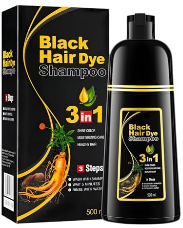 zak beauty Schwarzes Haarfärbeshampoo, für Männer und Frauen- Sofort-Haarfarben-Shampoo 100% Grauabdeckung- Einfach und schnell,langanhaltende Farbe 3 in 1 Schwarzes Haarfärbemittel- 500ML