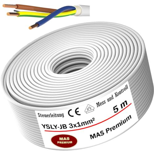 MAS Premium Von 5 bis 250 m YSLY-JB 3x1 mm² Flexibles Steuerkabel grau Verlege Kabel Mess-, Kontroll- und Regelungsleitung für Werkzeugmaschinen Steuerleitung (5m)
