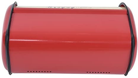 Vvikizy Bread Box, Red Bread Box, Bread Box For Kitchen Countertop, Metal Bread Box For Kitchen Countertop Large Capacity Bread Bin Holder Container with Roll Top LidRed (Red)