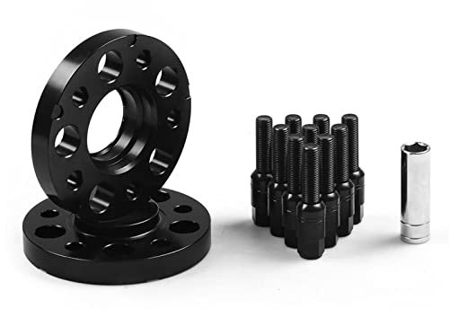 WUPEDI 20 mm 5 x 112 mm 66,6 mm Radabstandshalter mit zentrischer Bohrung, M14 x 1,5 Kegelschrauben, for Audi, Q5 SQ5 mit Kugelbolzen Nabenzentrierte Spurverbreiterung-Adapter(Size:Black bolts)
