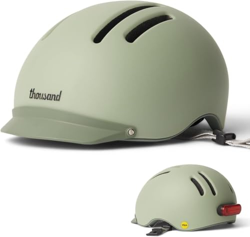 Thousand Chapter MIPS Adult Bike Helmet - Rechargeable LED Rear Light with Magnetic Attachment - PopLock Anti-Theft System - Ventilated Urban Road Cycling Helmet for Men and Women