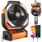 Camping Fan with LED Lantern, 20000mAh Rechargeable Battery Fan, Max 112Hrs Running,8 Speeds, Digital Display,4 Timer,Auto-Oscillating Table Fan with Remote & Hook for Camping, Power Outage, Hurricane