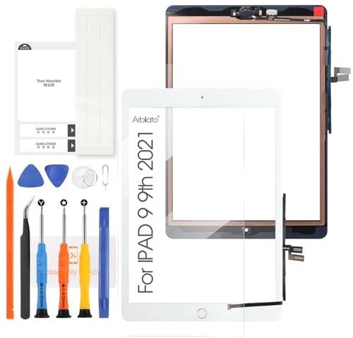 Touch Screen für iPad 9 2021 10.2 Bildschirm - für iPad 9th Generation Touchscreen Digitalisierer Glas Bildschirm Ersatz Kit A2603 A2604(Weiß mit Home Button,Kein LCD)
