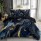 Duvet Cover Girls Boy Dark Blue And Gold Marble Bedding Set 3PCS, Soft Comfy Microfiber Reversible Black 200 x 200 cm Duvet Cover Set with 2 Pillow Cases