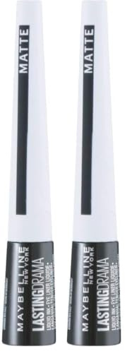 Maybelline New York Eyeliner Master Ink Matte Black/Konturenstift Schwarz, optimale Farbdosierung mit mattem Finish, 1 x 3 g (Packung mit 2)