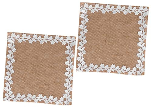 MOLUCKFU 2St westliche Lebensmittelmatte Tischset Spitze-Rand-Matte Küchenmatte Matte für Lebensmittel Küchenblock Beige
