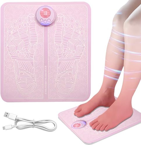 EMS Fußmassagegerät,Tragbares Massagegerät, Fußmassagegerät Faltbares USB Elektrisches Fußmassagegerät,Fuß Massagematte Muskel Stimulatior, zur Durchblutungs-und Muskelschmerzlinderung - Rosa