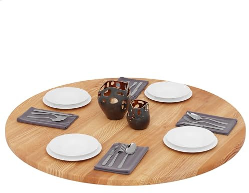 LAMO Manufaktur Tischplatte rund 100 cm aus Naturholz | Holzplatte für Esstisch, Küchentisch, Bistrotisch | Stärke: 28 mm | Farbe: Dunkel