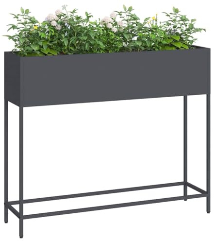vidaXL Hochbeet Gartenpflanzer Anthrazit 100 x 26 x 82 cm Stahl | Schlank und stylisch für jeden Raum, Hergestellt aus hochwertigem Metall, Ideal für Balkone und drinnen