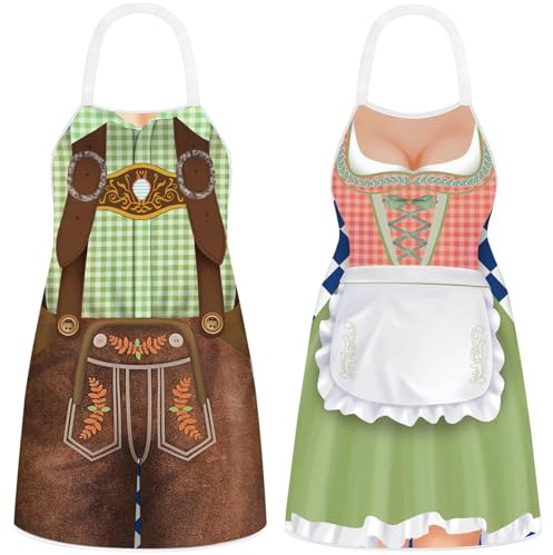 CHONGQILAO Oktoberfest Schürze Damen Kochschürze Herren Lustig, Bayrische Grillschürze Verstellbare, Motiv Küchenschürze Bierfest für Oktoberfest, Grillen im Freien, Kochen, Gartenarbeit