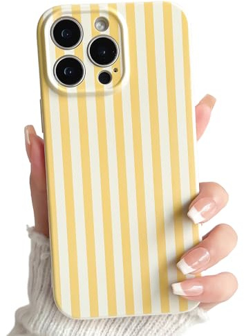 Lovmooful for iPhone 13 Pro Max Case Cute Color Striped Design-Yellow | Cute Color Striped with Aesthetics Design,for Girls Women Girly,Soft TPU Case,Shockproof Protective