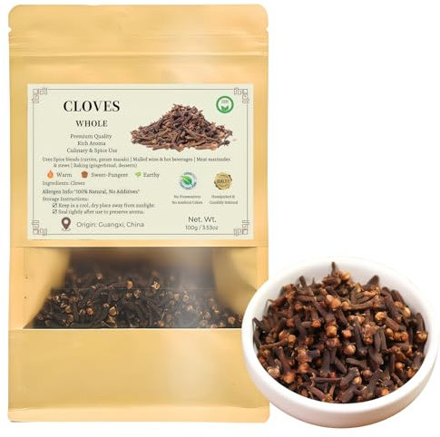 Clous De Girofle Entiers De Qualité Supérieure 100 G - Riche En Arôme - Sans Conservateurs Ni Additifs - Sans OGM - Convient Pour La Cuisine, Le Thé (100gx3 sachets)