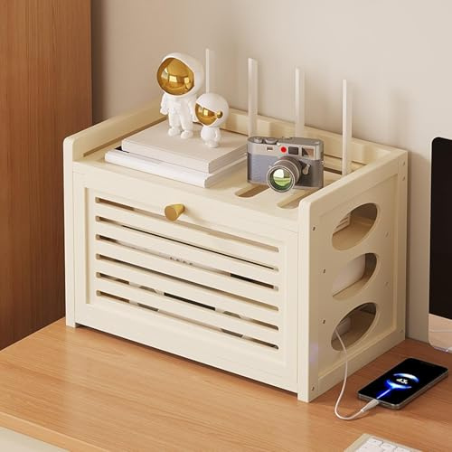 GSATREY WiFi Router Hidden Box, WiFi Storage Box, Floor-Standing Type Cable Management, Invisible Storage, Stylish Design, for Home Bedroom Living Room(White,30.5 * 20 * 28cm/12 * 7.8 * 11in)