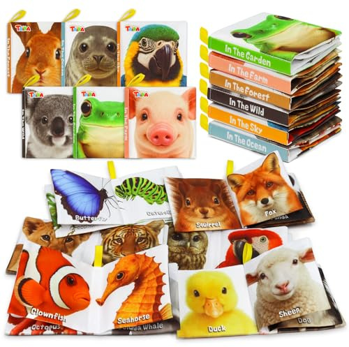 Taika 6PCS Soft Books, Cloth Books, Bath Toy, Preschool Learning Toy