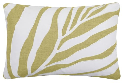 Voyage Maison Bamboo Feather Filled Cushion – 100% Cotton Abstract Leaf Appliqué Decorative Pillow (Mustard - 40x60cm)