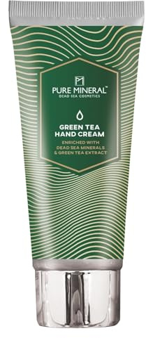 Pure Mineral – Revitalisierende Handcreme mit Grüntee – Totes Meer Mineralien, Jojoba, Süßmandel – Pflegt, Spendet Feuchtigkeit, Regeneriert – Ohne Sulfate und Parabene – 50ml