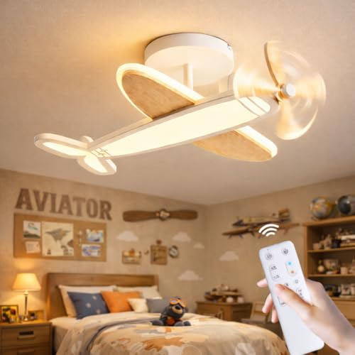 Epochglo Kids Ceiling Light 40W Dimmable LED with Remote Control 3000K-6500K – Modern Airplane Design Ceiling Lamp, Adjustable Brightness & Color Temperature, Safe Lighting for Children’s Bedroom