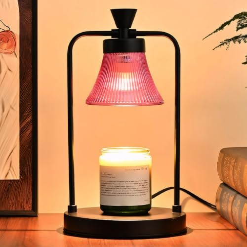 SHANNA Candle Warmer Lamp Wax Warmer: Brightness Adjustable Candle Lamp with 2 Bulbs Safe Candles Melter Without Flame for Scented Jar Candles House Warming for New Home Decor (Purple-Glass)