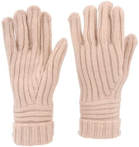 styleBREAKER Damen Strickhandschuhe Rippenmuster | Elastische Einheitsgröße für 16-21 cm Handumfang (Größe 6-8), 65% Polyacryl und 35% Wolle, ungefüttert.