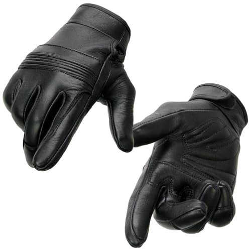 Milwaukee Leather Women's Men’s Riding Glove w/Gel Pam & Flex Knuckles-Black-Medium