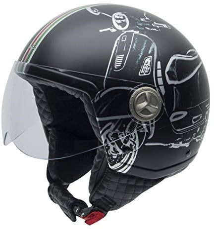 NZI Zeta Grafik Offenes Gesicht Motorradhelm, Matt B-Vespa Turia, Größe XS