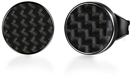 Flongo Ohrstecker Ohrringe Kohlefaser, 8mm Edelstahl Gestüt Stecker Kohlenstoff Carbon Fiber Kohlefaser Ohrringe Ohrhänger Schwarz Taper Fake Plug Tunnel Ohrstecker Herren Damen