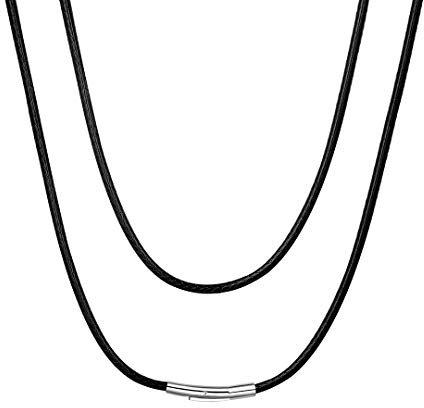 ChainsHouse Leder Halskette für Frauen Geflochtenes Halsband 3mm Lederkette Schwarz Herren Geflochtene Kunstlederkette mit Verschluss Männer Schwarz Lederseil Kette 55cm Halsschmuck für Ehefrau
