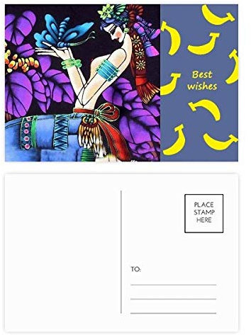 Frau Schmetterling Romantik Mondlicht Baum Bananen Postkarten Set Dankeskarte Versandseite 20 Stück