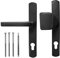 Premium Drückergarnitur DHS 92mm - Schildbreite 32mm, Farbe:Schwarz RAL 9005, Griffart:Griff-Knauf