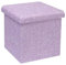 Bonlife Folding Ottoman Storage Boxes Small Footstool with Bedroom Seat Linen Toy Chest Living Room Furniture 30x30x30cm (Light purple)