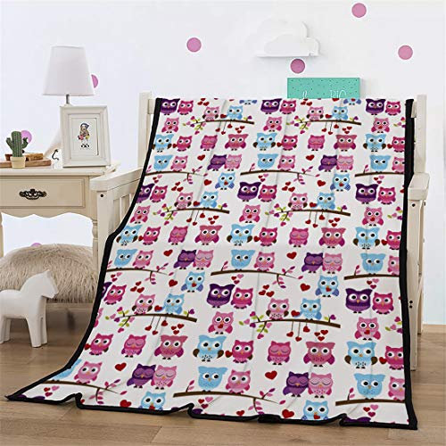 Leichte Flanell Decke, Morbuy Kuscheldecke Sofadecke Bettüberwurf Erhältlich Decke Tagesdecke Decke für Sofa und Bett Falten-beständig Schmusedecke (150x200cm,Eule)