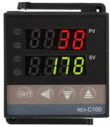 REX-C100 Controlador De Temperatura Pid LED Digital Kit De Termostato Incluye 0-1300 ° C Termostato 100-240v (REX-C100fk07-v * An) + Relé De Estado Sólido (brm-40da) + 1m M6 Termopar Tipo K